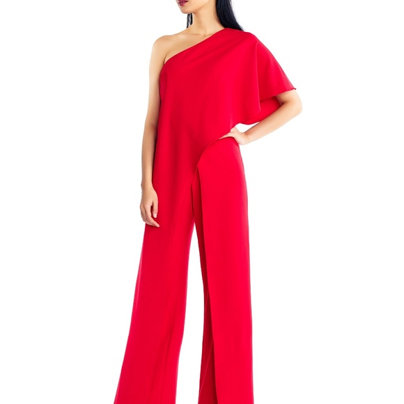 adrianna papell crepe cape jumpsuit